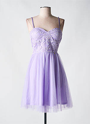 Robe mi-longue fermeture zippée au dos fines bretelles violet RINASCIMENTO femme