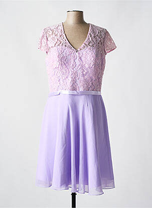 Robe mi-longue fermeture zippée au dos manches courtes violet FASHION NEW YORK femme