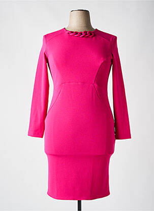 Robe mi-longue manches longues manches longues rose KITANA femme