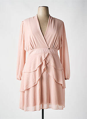 Robe mi-longue manches longues manches longues rose KITANA femme