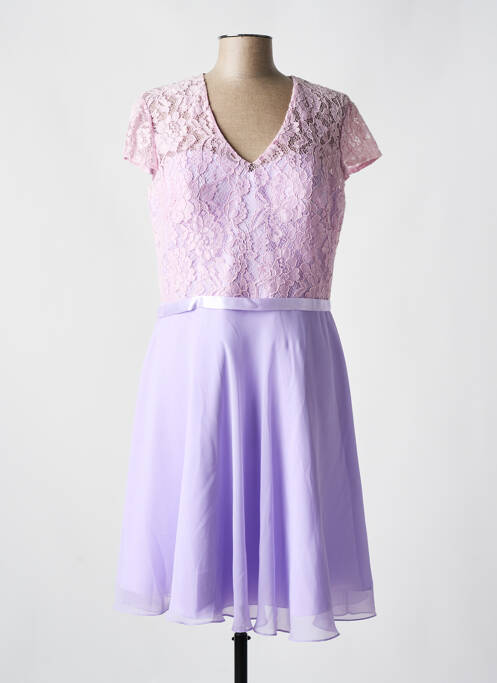 Robe mi-longue fermeture zippée au dos manches courtes violet FASHION NEW YORK femme