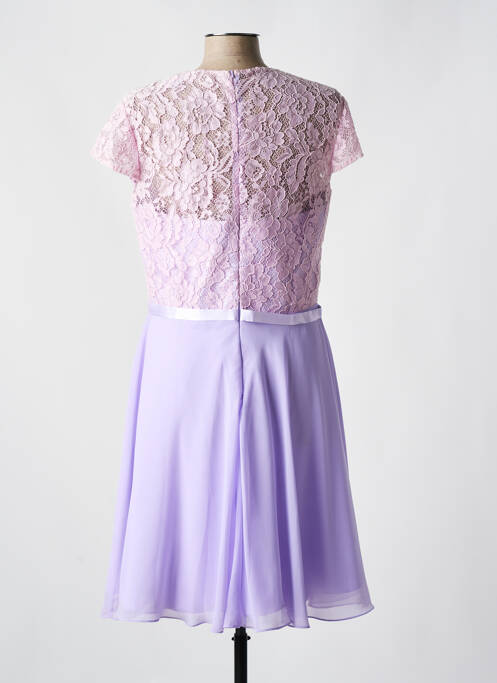 Robe mi-longue fermeture zippée au dos manches courtes violet FASHION NEW YORK femme