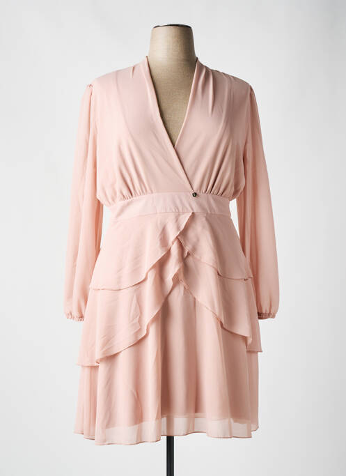 Robe mi-longue manches longues manches longues rose KITANA femme