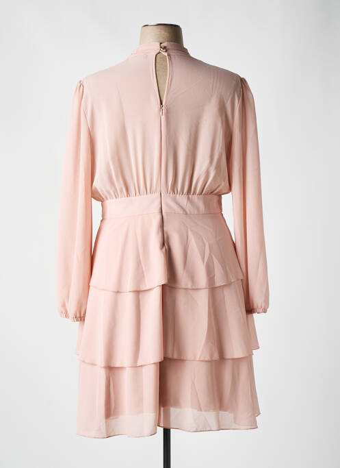 Robe mi-longue manches longues manches longues rose KITANA femme