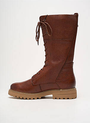 Bottes tissage satiné talon de 4 à 6cm marron TAMARIS femme