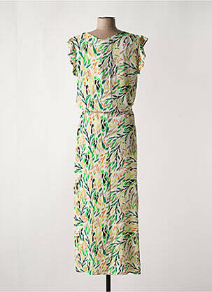 Robe longue imprimé fantaisie sans manche vert YEST femme