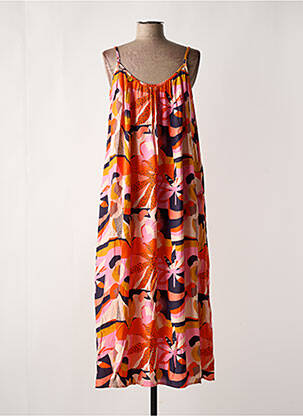 Robe longue imprimé fantaisie fines bretelles rose ZIBI LONDON femme