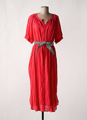 Robe longue imprimé fantaisie manches courtes rouge YEST femme