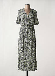 Robe longue imprimé fleurs manches courtes vert YEST femme