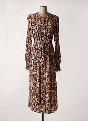 Robe longue manches longues manches longues marron YEST femme