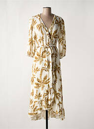 Robe longue imprimé fantaisie manches 3/4 beige ESQUALO femme