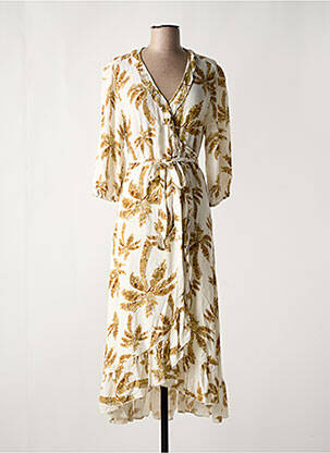 Robe longue imprimé fantaisie manches 3/4 beige ESQUALO femme