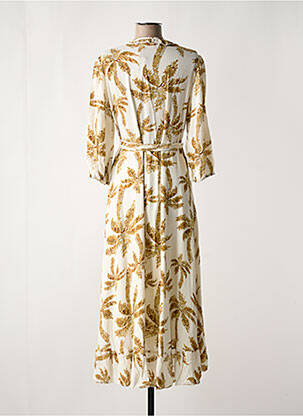 Robe longue imprimé fantaisie manches 3/4 beige ESQUALO femme