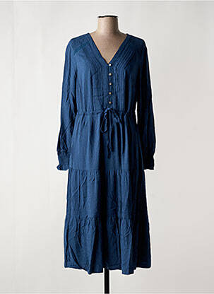 Robe longue manches longues manches longues bleu WHITE STUFF femme