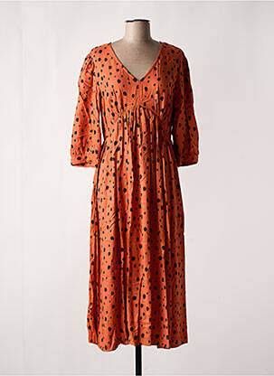 Robe longue coupe fluide manches 3/4 marron WHITE STUFF femme