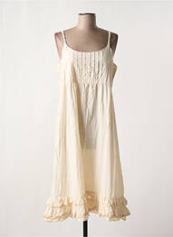 Robe mi-longue col rond fines bretelles beige JAYKO femme