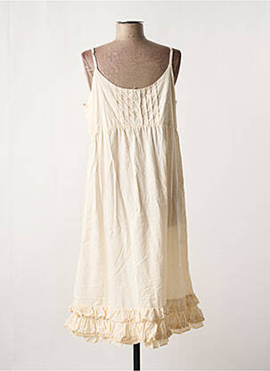 Robe mi-longue col rond fines bretelles beige JAYKO femme