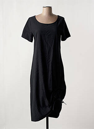 Robe mi-longue manches courtes manches courtes noir ELSEWHERE femme