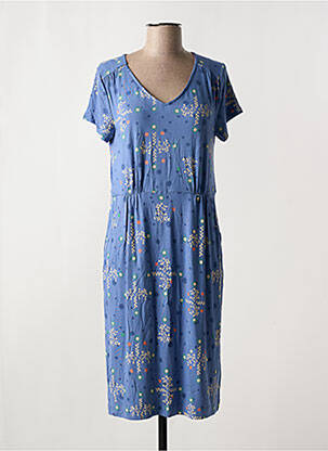 Robe mi-longue imprimé fleurs manches courtes bleu WHITE STUFF femme