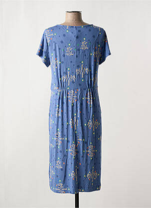 Robe mi-longue imprimé fleurs manches courtes bleu WHITE STUFF femme