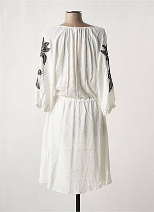 Robe mi-longue coupe fluide manches longues blanc ESQUALO femme