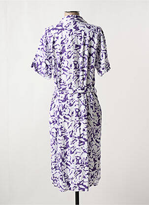 Robe mi-longue tissage crêpe manches courtes violet YEST femme