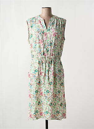 Robe mi-longue imprimé fleurs sans manche vert YEST femme