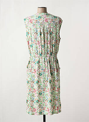 Robe mi-longue imprimé fleurs sans manche vert YEST femme