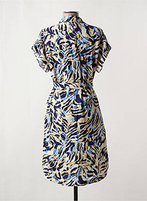 Robe mi-longue coupe fluide manches courtes bleu YEST femme