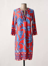 Robe mi-longue imprimé fleurs manches 3/4 orange MALVIN femme