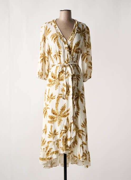 Robe longue imprimé fantaisie manches 3/4 beige ESQUALO femme