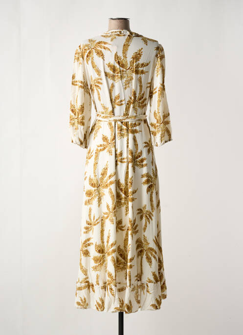 Robe longue imprimé fantaisie manches 3/4 beige ESQUALO femme