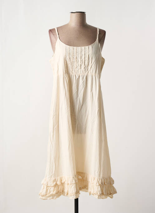 Robe mi-longue col rond fines bretelles beige JAYKO femme