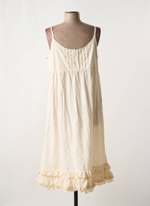 Robe mi-longue col rond fines bretelles beige JAYKO femme
