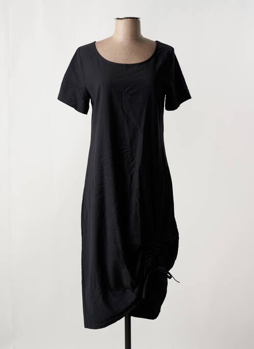 Robe mi-longue manches courtes manches courtes noir ELSEWHERE femme