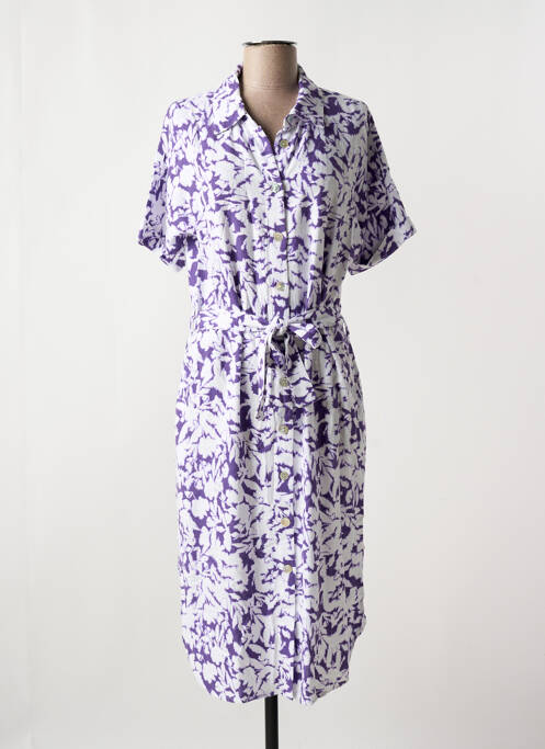 Robe mi-longue tissage crêpe manches courtes violet YEST femme