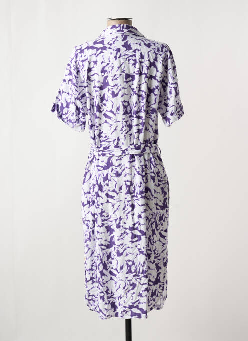 Robe mi-longue tissage crêpe manches courtes violet YEST femme
