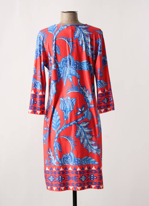 Robe mi-longue imprimé fleurs manches 3/4 orange MALVIN femme