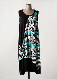 Robe mi-longue imprimé fantaisie sans manche noir OZAI N KU femme