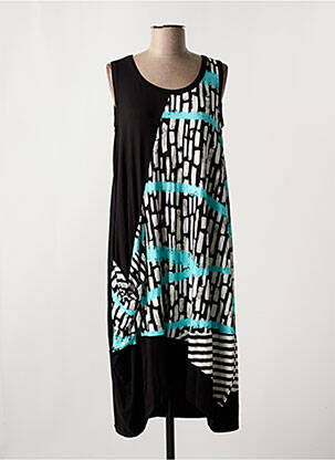 Robe mi-longue imprimé fantaisie sans manche noir OZAI N KU femme