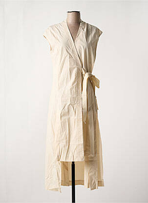 Manteau long coupe cintrée sans capuche beige SEMIOLOGY femme