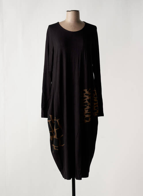 Robe mi-longue manches longues manches longues noir ALEMBIKA femme