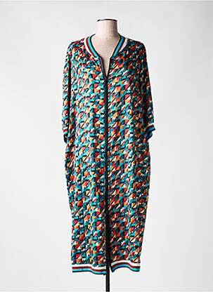 Robe mi-longue imprimé fantaisie manches longues bleu AN II VITO femme