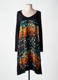 Robe mi-longue imprimé fantaisie manches longues noir AN II VITO femme