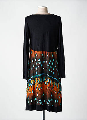 Robe mi-longue imprimé fantaisie manches longues noir AN II VITO femme