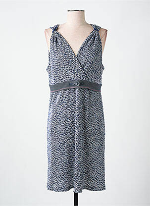 Robe mi-longue imprimé fleurs sans manche bleu LO! LES FILLES femme