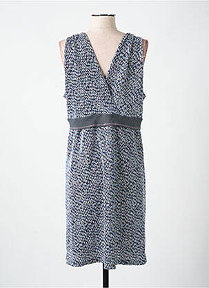 Robe mi-longue imprimé fleurs sans manche bleu LO! LES FILLES femme