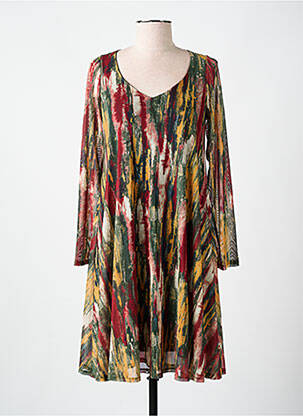 Robe mi-longue imprimé fantaisie manches longues vert AN II VITO femme