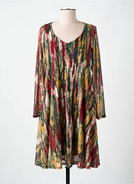 Robe mi-longue imprimé fantaisie manches longues vert AN II VITO femme