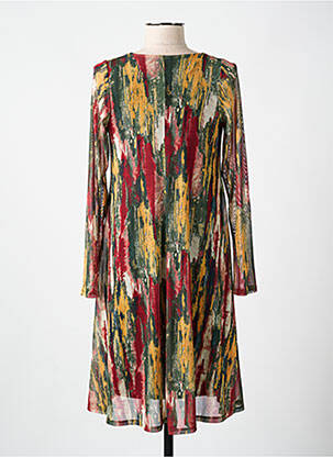 Robe mi-longue imprimé fantaisie manches longues vert AN II VITO femme